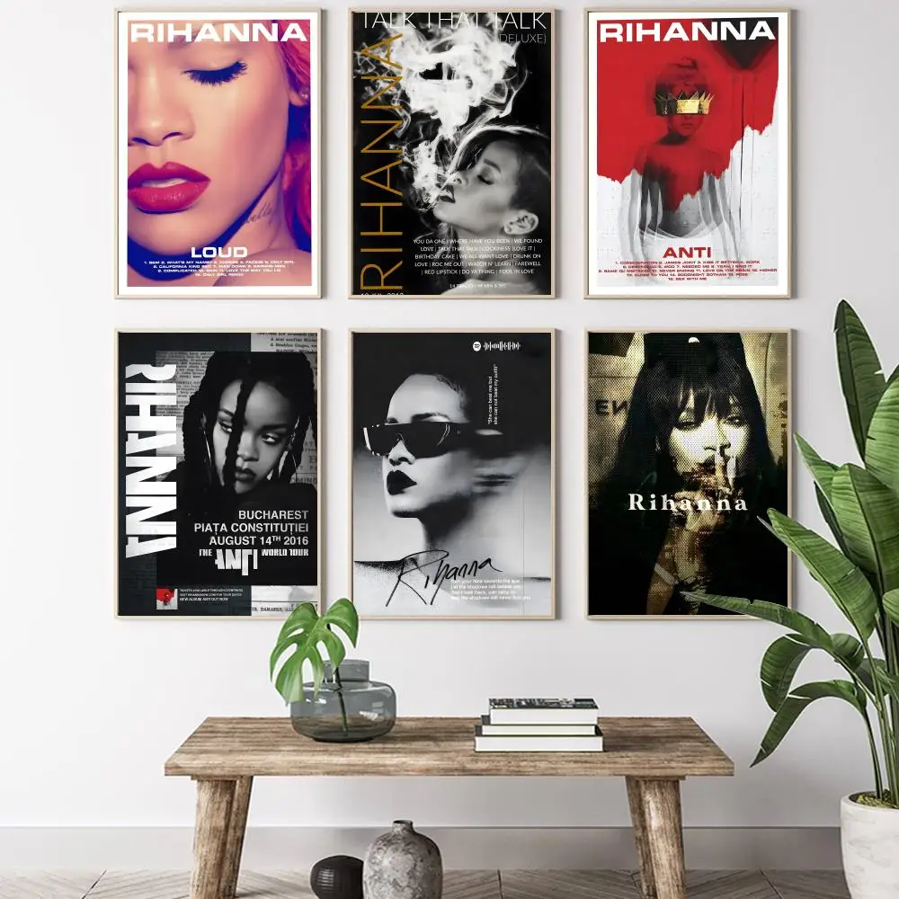 حار المغني R-RIHANNAS أنيمي اللوحة الخط HD قماش المشارك غرفة المعيشة غرفة نوم بار الديكور الجمالي #2