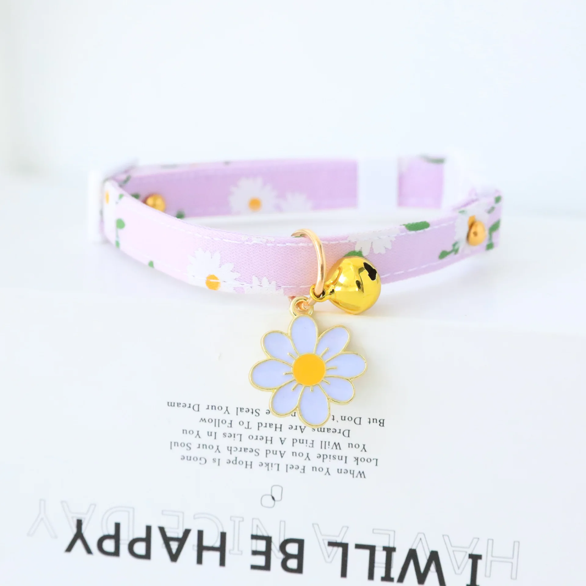 1PCS Adjustable Beauty Cat Pet Collar with Bell Dog Necklace Cute Kitten Puppy Flower Pendant Cat Accessories Supplier