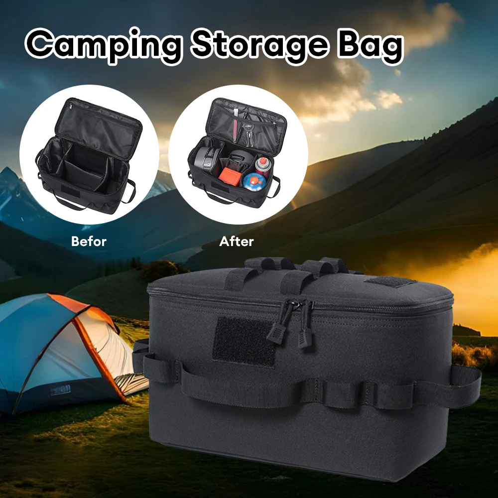 Outdoor Camping Storage Bag Large Capacity Ground Nail Tool Bag Gas Canister Picnic Cookware Utensils Kit Bag BBQ Tool Organizer