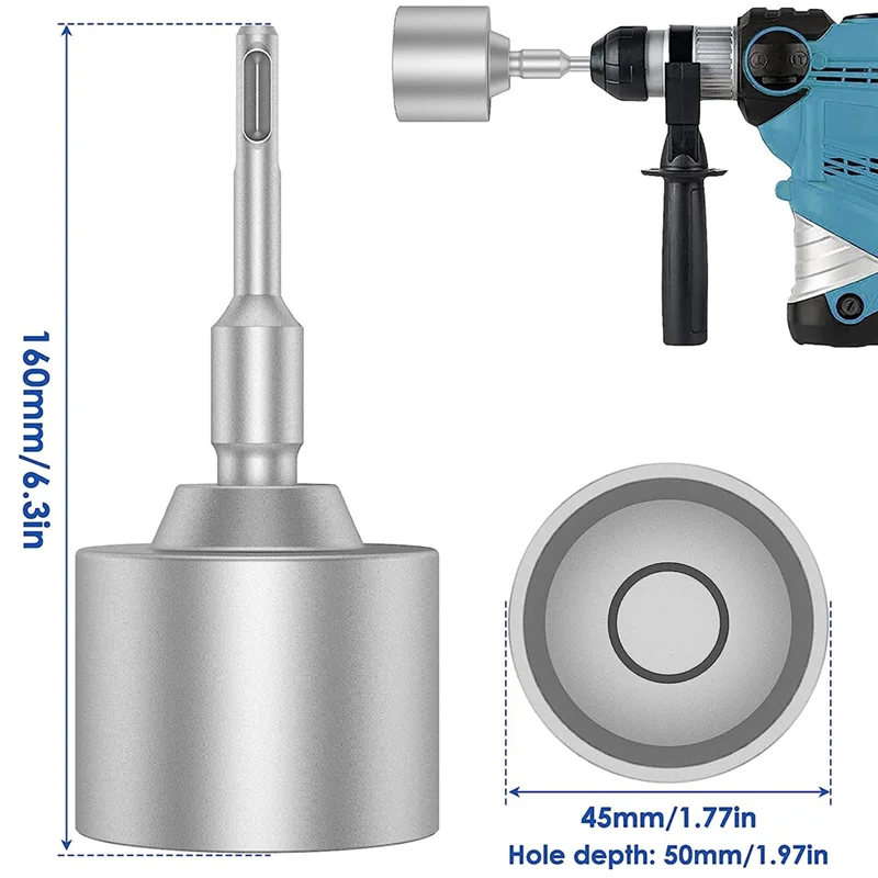 SDS-Plus T Post Ground Rod Driver, Drill Bit Driver Durable Hammer Drill Rod Converter for Hammer Drill Grounding Rods A