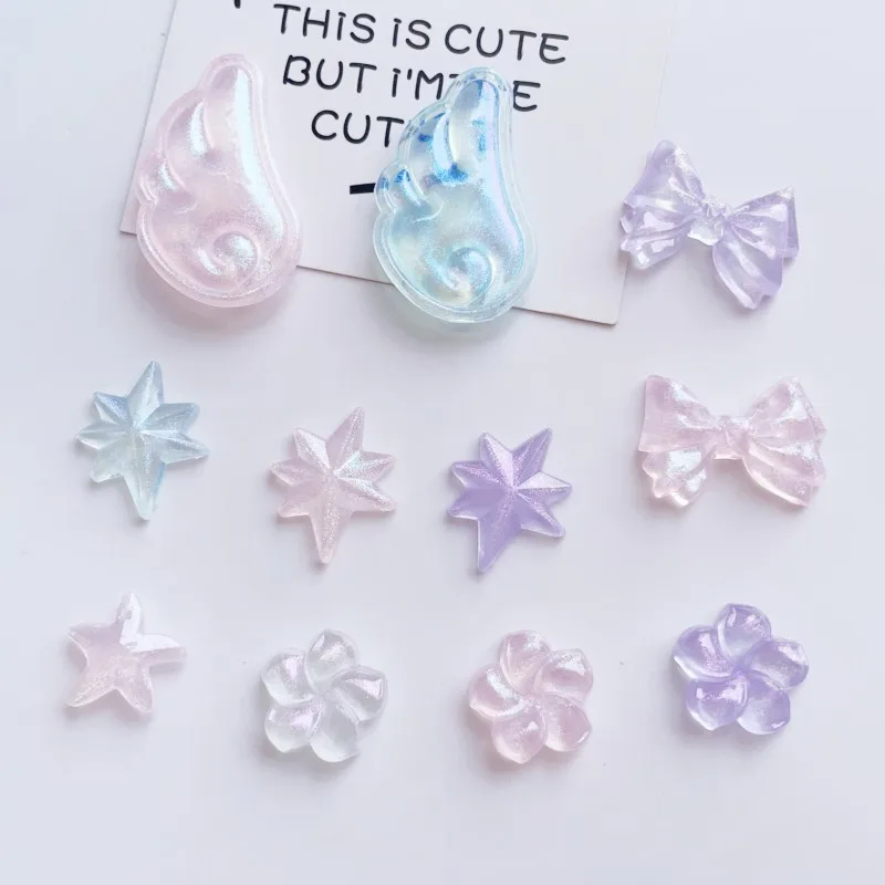 30pcs Star Flower Flat Back Resin Cabochons Butterfly Wings Patch Diy Shoes Phone Case Hair Clip Jewelry Crafts Accessories
