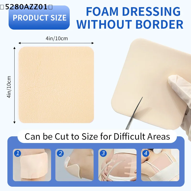 

〔HMA58〕Foam Non-Adhesive Dressing Wound Dressing Sterile Bedsore Healing Pad Patch Wound Care 10cmx10cm