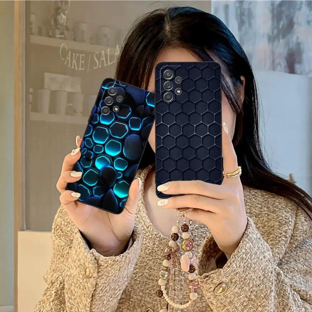 Technology Texture Beehive Phone Case for Samsung Galaxy M55 54 42 35 34 33 32 23 22 15 14 13 12 F55 5G Soft Shockproof Cover