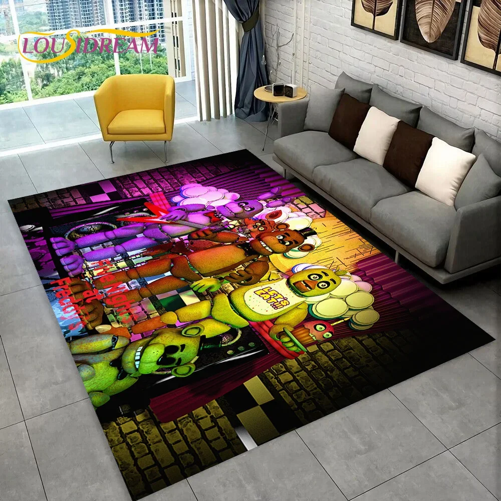 Horror Game FNAF Freddy Movie Carpet Rug for Home Living Room Bedroom Sofa Doormat Decor,kids Play Area Rug Non-slip Floor Mat