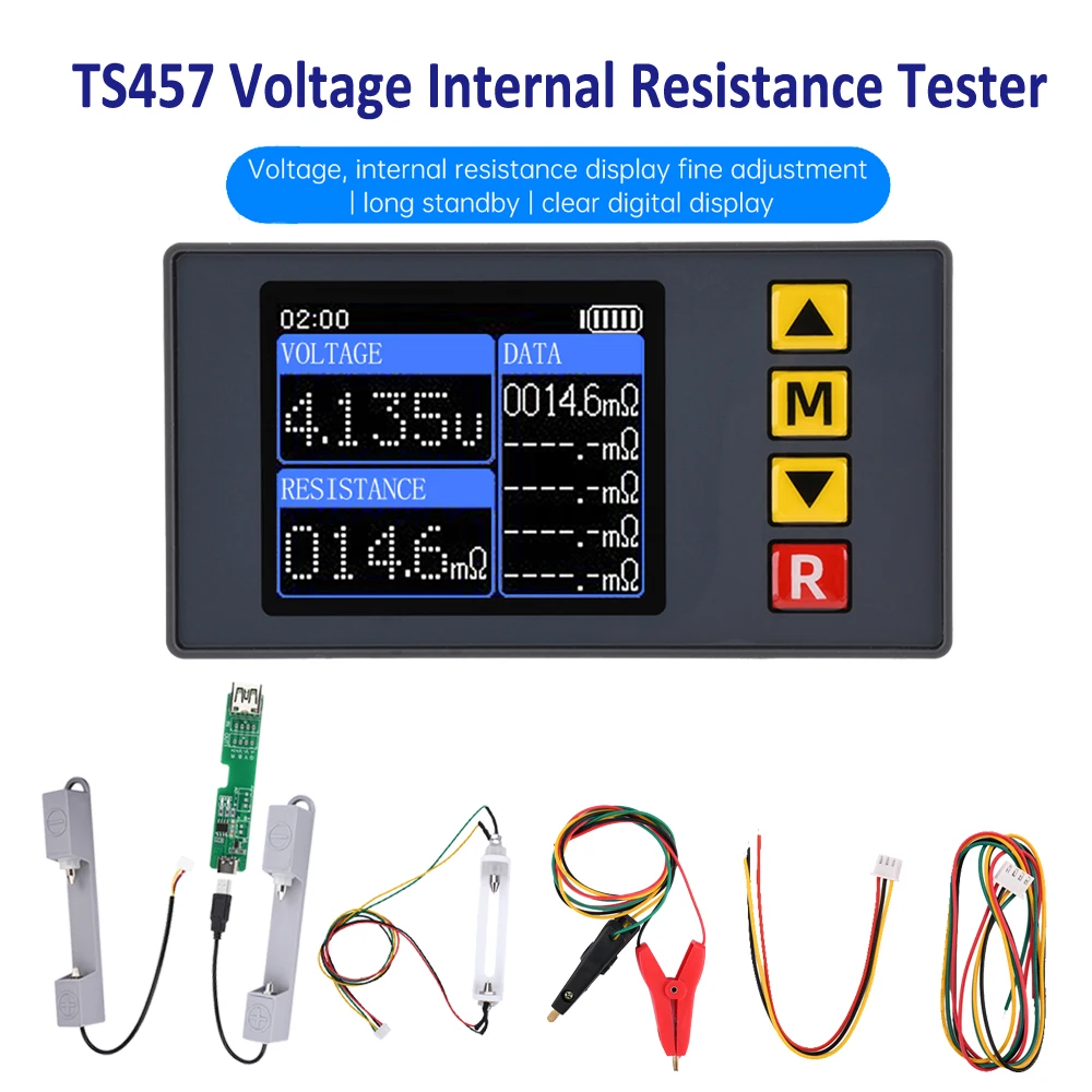 

DC 5V TS457 Voltage Resistance Tester Lithium Battery Internal Resistance Meter Voltmeter AC 4-wire Method Electrician Tool