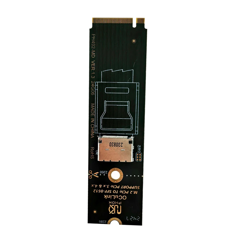 M.2 NVME PCIE X4 para OCulink SFF-8612 Riser Card para U.2 U.3 SSD M2 M Chave para SFF-8612 Adaptador Suporte PCIe 3.0 4.0 para PC Desktop