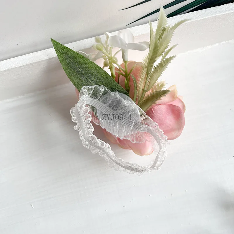 * Sposa Sposo Accessori da sposa Polso Corpetto Bracciale Polsino Fiore Damigella d'onore Fiore all'occhiello Perni da uomo Rose di seta Fiore artificiale