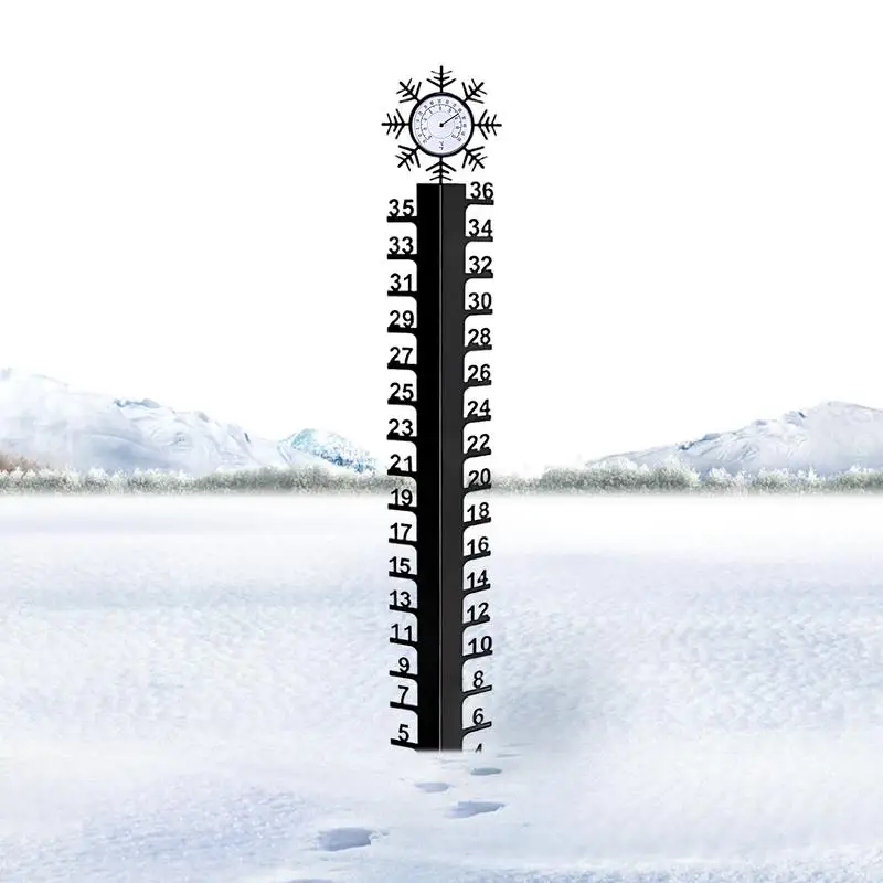 Snow Gauge Iron Art Stake Snow Meter With Temperature Gauge Accurate Snow Measurement Tool Snow Meter Measuring Gauge For