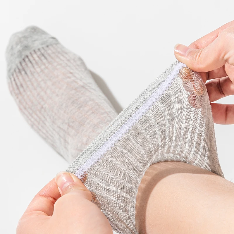 Calf Socks Women's Summer Thin semi-transparent Stockings Vertical Stripe Mid leg Socks Sun Protection Half-Length Tube Socks