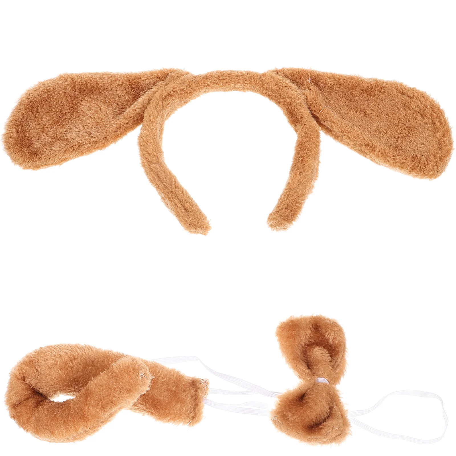 

Animal Costume Prop Set Plush Ears Headband Halloween Bowtie Tail Headbands for Kids Fabric Dog Cosplay