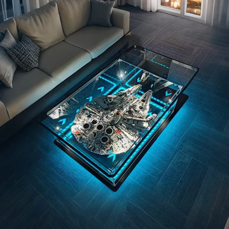 Modern simple living room home coffee table acrylic display box building block model dust cover advanced sense