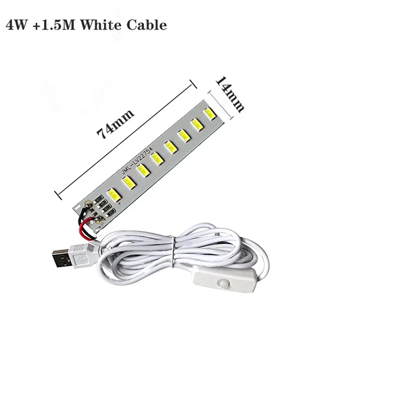 DC5V LED-lichtbord SMD5730 Eén kleur lampbron 1W 2W 3W 4W 5W 10W12W 30W met 1,5M USB-stekker AAN/UIT-schakelaar wit warm licht.