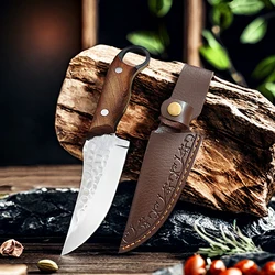 Kitchen Knife Forged Full Tang Meat Cleaver Boning Knife with Wood Handle Chef knife Butcher Fish Knife Cutting Tool with sheath