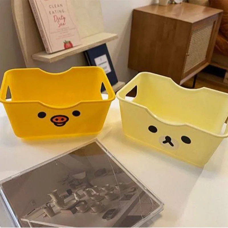 Nowy Kawaii Cute Rilakkuma Mini Storage Box Student Desktop Różne akcesoria Kosz do przechowywania Kreskówka Anime Prezent dla dziewczynek