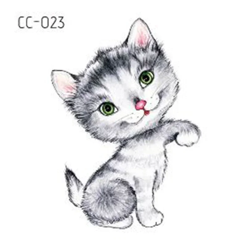 Мультяшные татуировки, детский праздничный макияж, цветок, кошка, собака, бабочка, временные боди-арт, одноразовые наклейки
