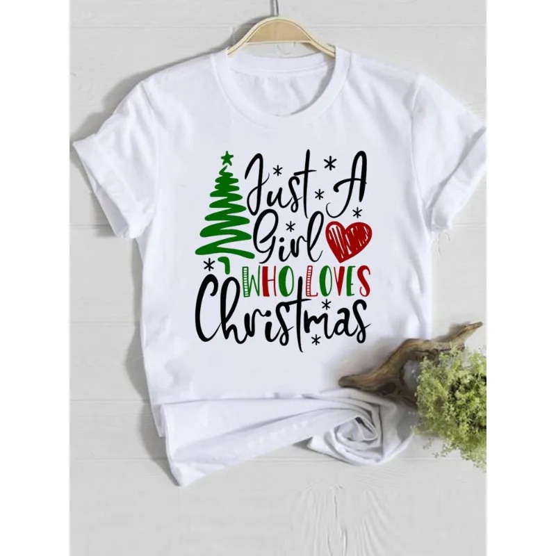 

2025 Новая рождественская модная рождественская футболка с 3D принтом «С Новым годом», женская дышащая быстросохнущая повседневная футболка с круглым вырезом и принтом