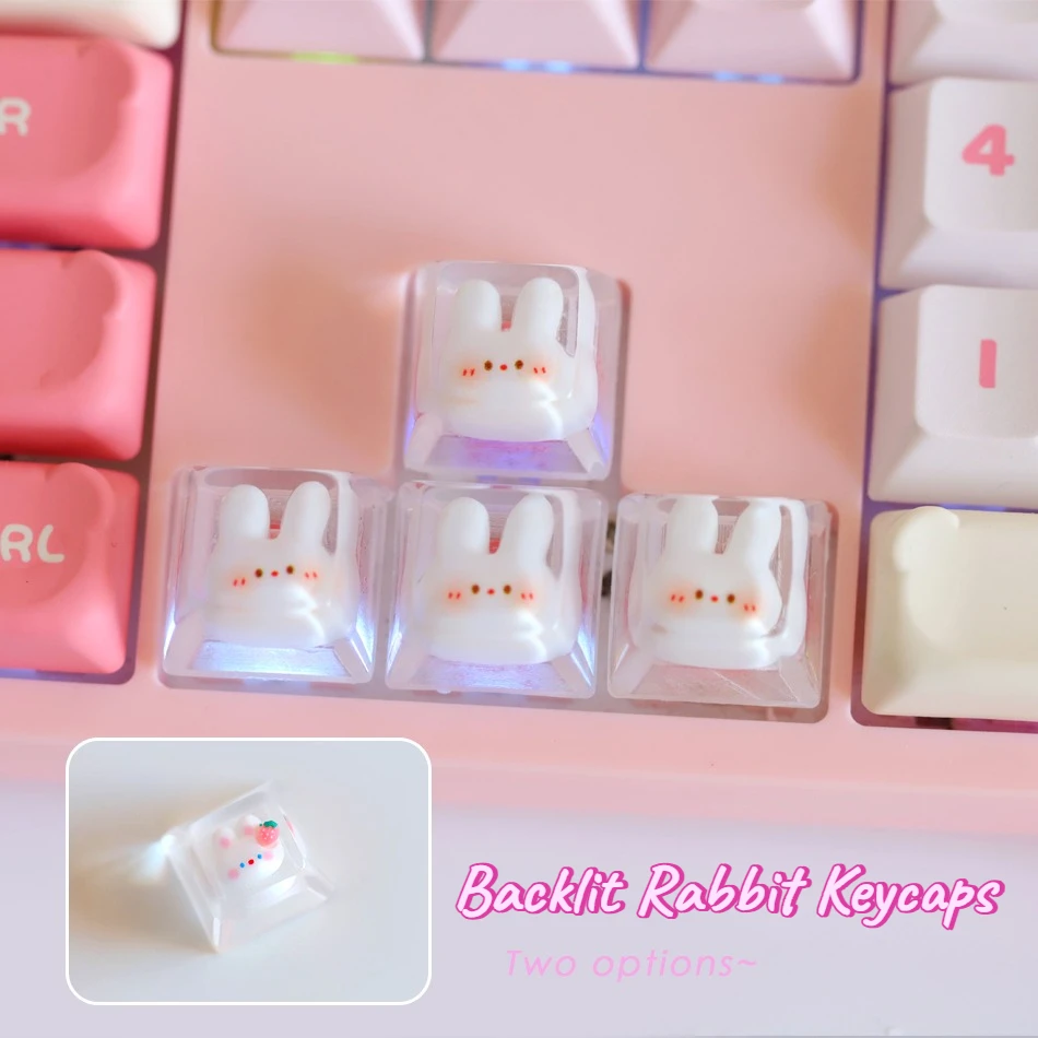 4 قطعة/المجموعة الخلفية أرنب كيكابس الراتنج شخصية الإبداعية ل عبر محور الميكانيكية لوحة المفاتيح قبعات رائعتين الكرتون فتاة هدية