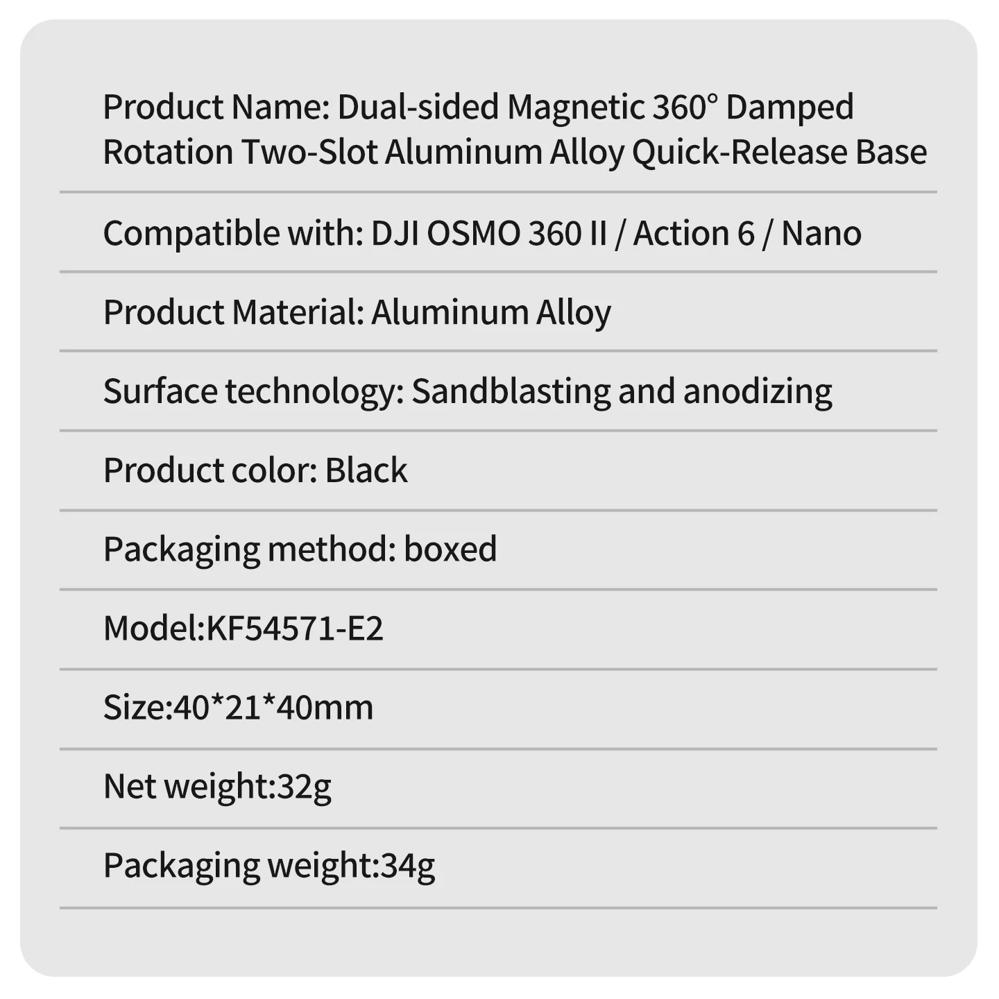 360° dämpfende Rotations-Magnetbasis für DJI Action 6 Osmo Nano, Aluminium-Doppelklemmadapter für Motorradhelm-Vlog-Halterung – Detail 16