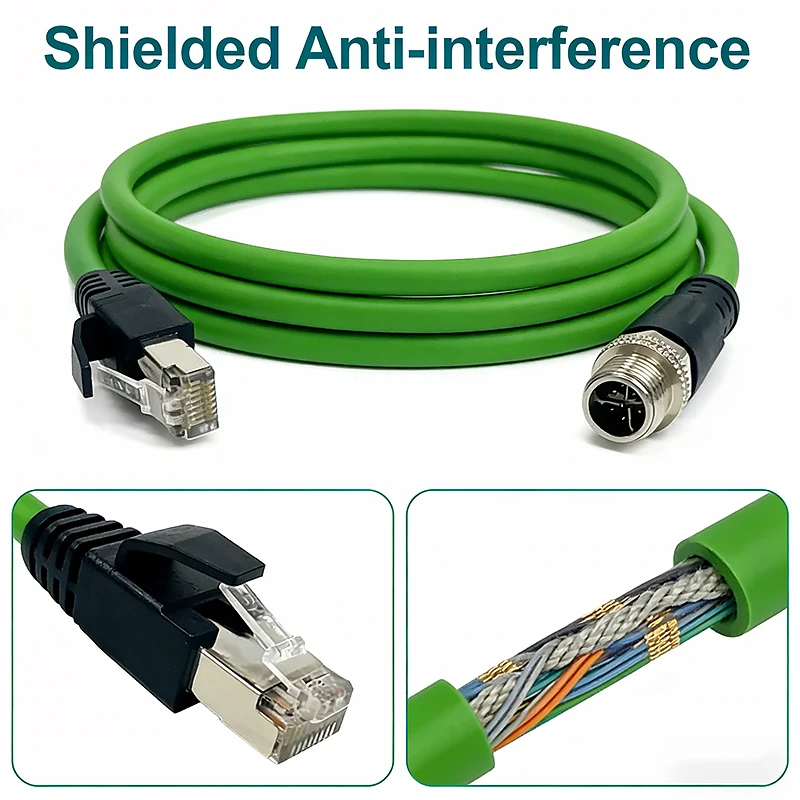 

M12 X-Coded to RJ45 8Pin Industrial Ethernet Connector Gigabit Data Transmission Cable for PROFINET, Industrial Automation