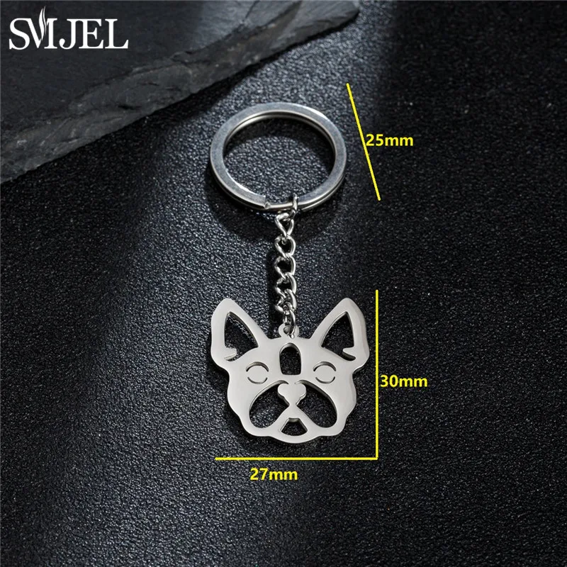 Cute Shepherd Dog Keychain Fashion Stainless Steel Animal Keyring Ornament Poodle Key Chain Ring Backpack Pendant Girl Toys Gift