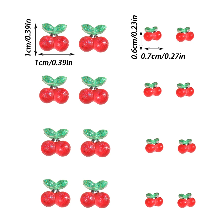 10PCS 3D Creative Simulated Cherry Nail Charms Ice Transparent Red Cherry Nails Art Decoration for DIY Manicure Phone Case Parts