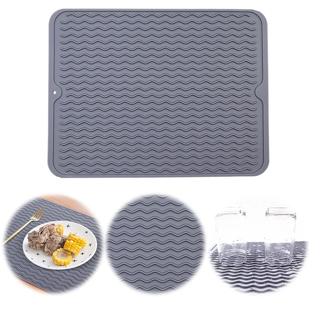 40 X 30 Cm Silicone Dish Draining Mat Heat Resistant Dish Drying Pad Rectangle Dish Rack Mat Drip Mat for Dishes