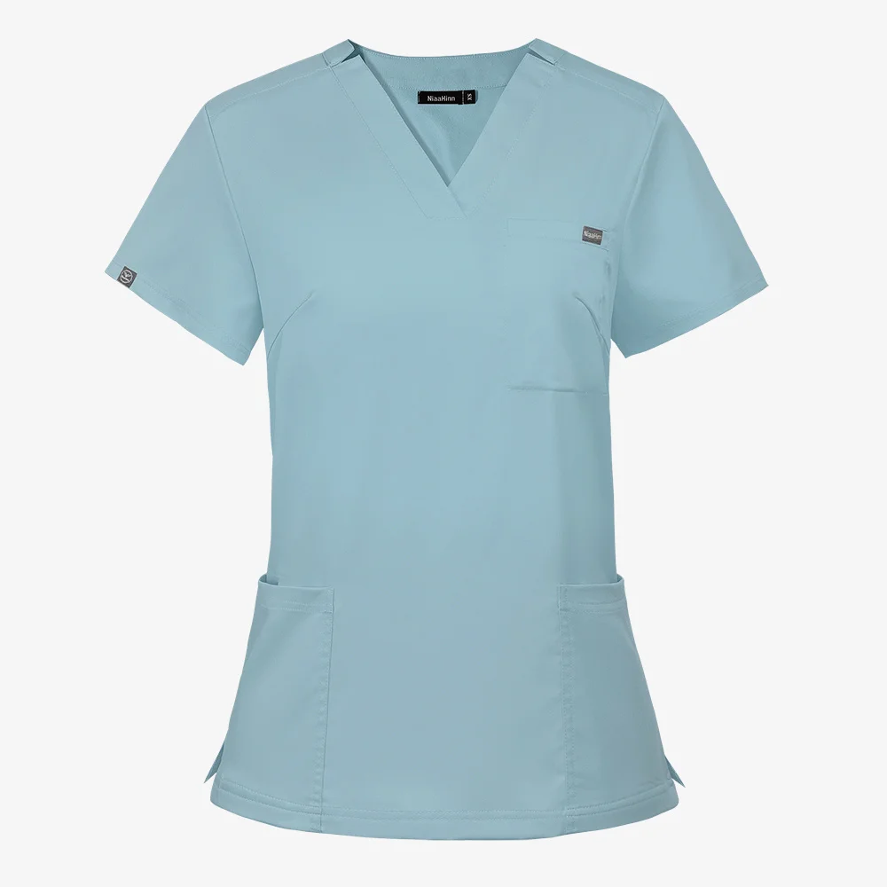 Unisex V Neck Shirt Dentist Scrubs Tops Beauty Salon Uniform Medical Doctor Nurse Top Hospital Working Blouse Lab Unifrom