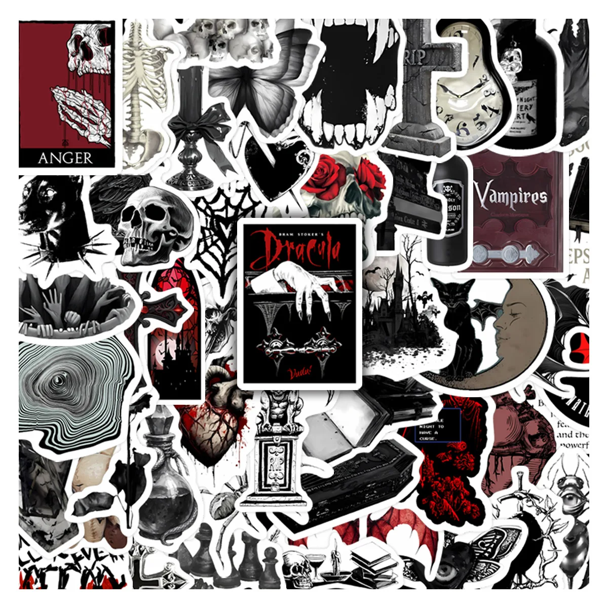 50 قطعة عناصر مصاص دماء ملصقات القوطية ملصقات صناعة يدوية سكرابوكينغ الهاتف الأمتعة سكيت الشارات مقاوم للماء