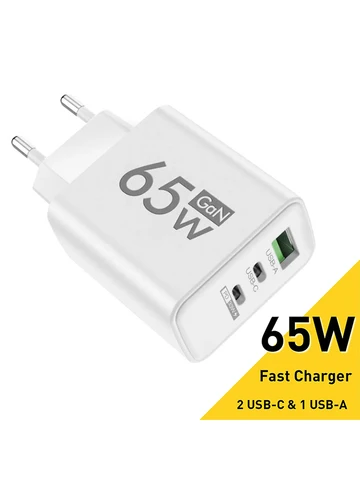 GaN 고속 충전 벽 충전기, 65W USB C타입 충전기, EU KR US PD 3.0, 아이폰 15, 샤오미, 화웨이, 삼성용