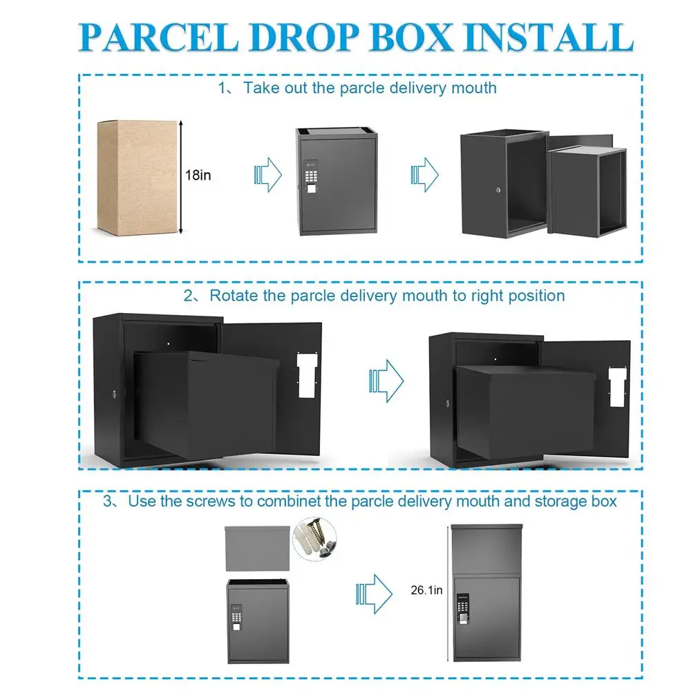 Home Letter Delivery Box Lock Label Keyless Unlock Package Box Anti-theft Outdoor Smart Mailbox Metal Package Delivery Box