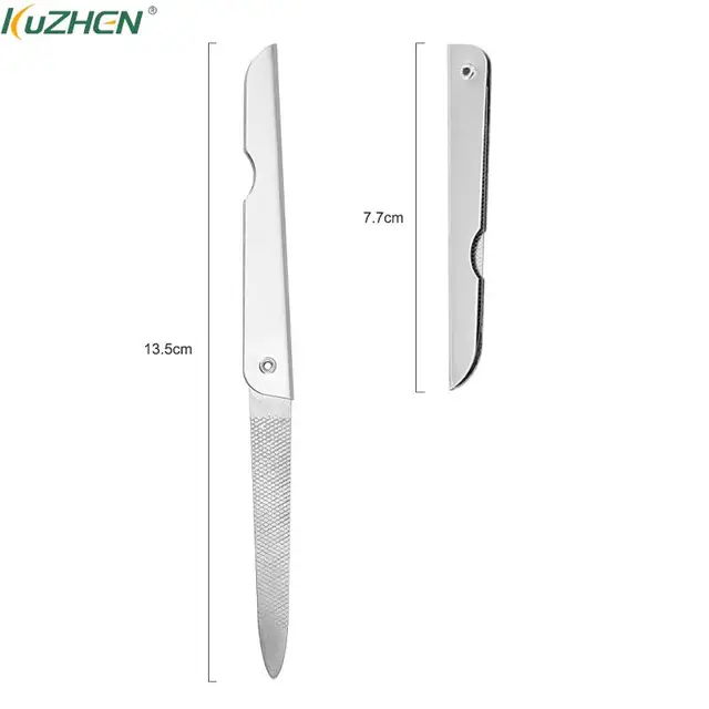 1Pc składany pilnik do paznokci szlifowanie metalu bufor do Manicure ze stali nierdzewnej Pedicure narzędzie do zdobienia paznokci Unisex nowość