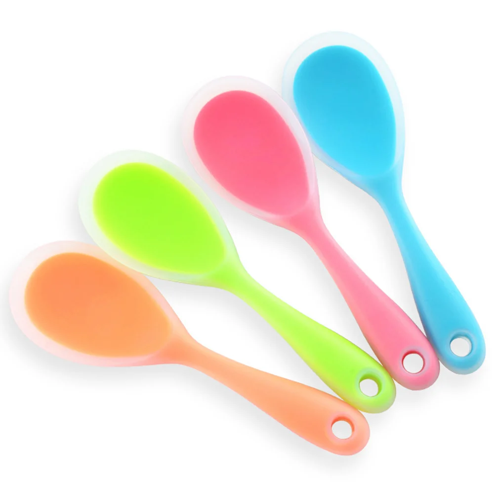 2 Pcs Creative Flatware Non-stick Food Serving Scoop Kitchen Utensil Silicon Rice Spoon Tableware