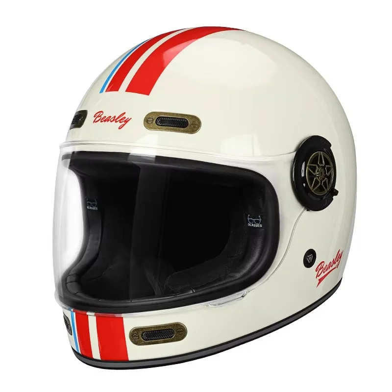Motorcycle Glass Fiber Retro Full Helmet Winter Warm Helmet for Men and Women casco integrale omologato italia e