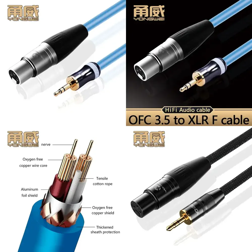 YONGWEI 6N High-End Stereo Audio Cable XLR Female to 3.5mm Male for Speaker Amplifier Mixer Professional Studio Microphone