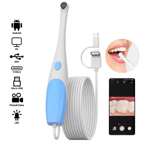 Handheld Android Endoscope Type-c Inspection Borescope 3IN1 USB Snake Camera 8 LED Lights Compatible with Android Phones PC