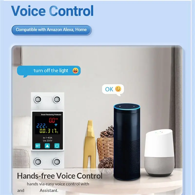 【HOME TOOLS】3X Zigbee TUYA 2P/63A Circuit Breaker Earth Leakage Over Under Voltage Protection Protector Relay Energy Meter