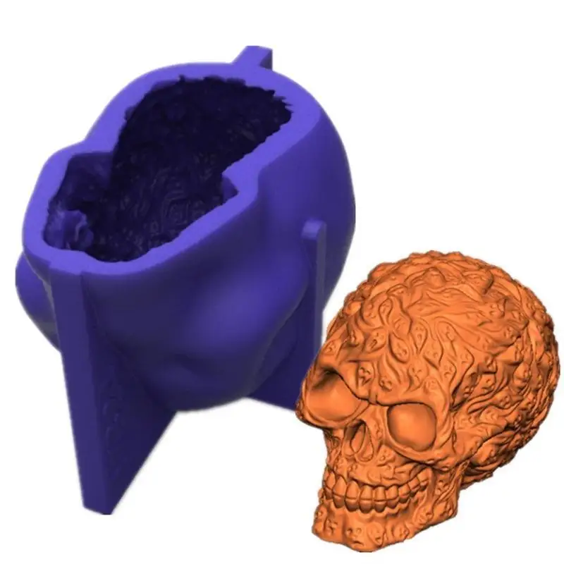 J78F شبح ثلاثية الأبعاد الجمجمة ديكورات المنزل راتنجات الايبوكسي قالب حلية صب قالب من السيليكون #5