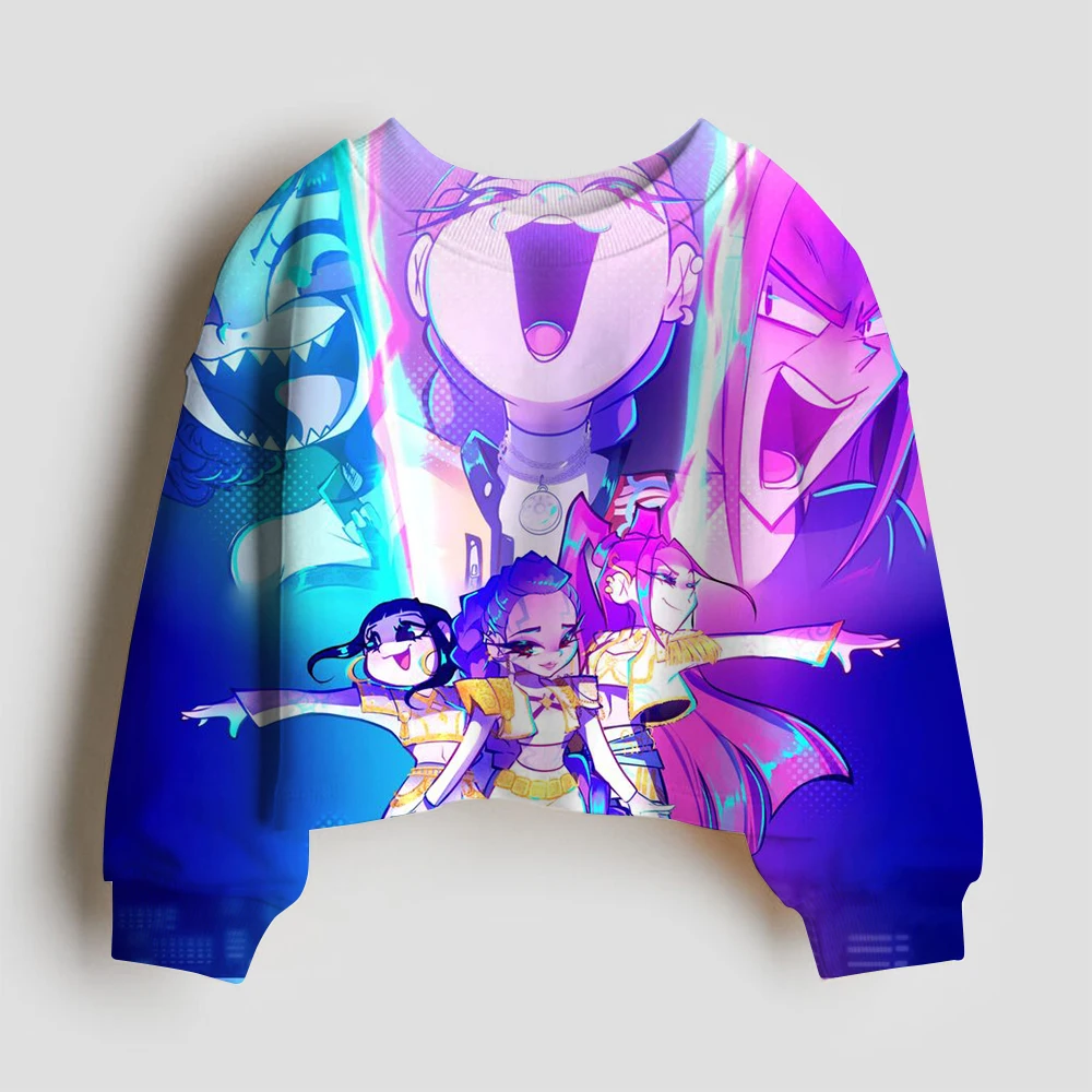 KPop شيطان الصيادين البلوز Huntrix أنيمي الكرتون ربيع الخريف الملابس التعادل صبغ تنوعا طويلة الأكمام الفتيات الاتجاه الترفيه القمم