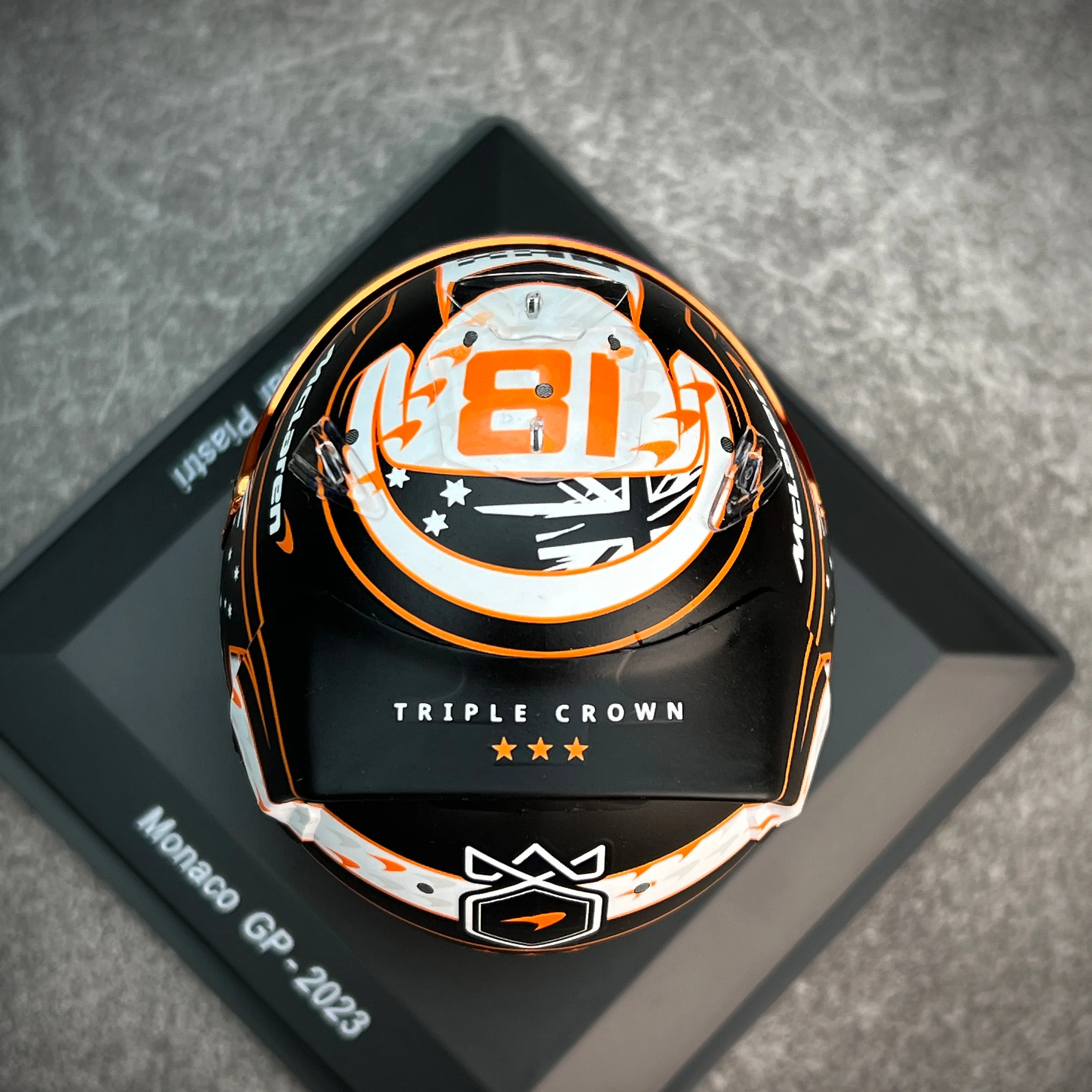 New In Stock Spark 1:5 Mcl60 Piastri f1 2023 Monaco Grand Resin Helmet Model Miniature Diecast Ornaments Custom Toys Kids Gift