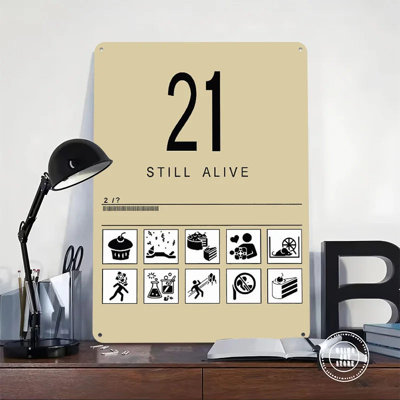 Portal 21 Still Alive 3D Texture Metal Poster Customized Wall Art Tin Sign Gift for Mancave Office Decor Room Bar Accessories