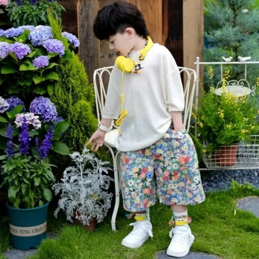 

Summer Boys Letter 2Pcs TShirt Top+Retro denim shorts Suit Children Outfit Fashion Casual Sets Handsome Streetwear Clothes