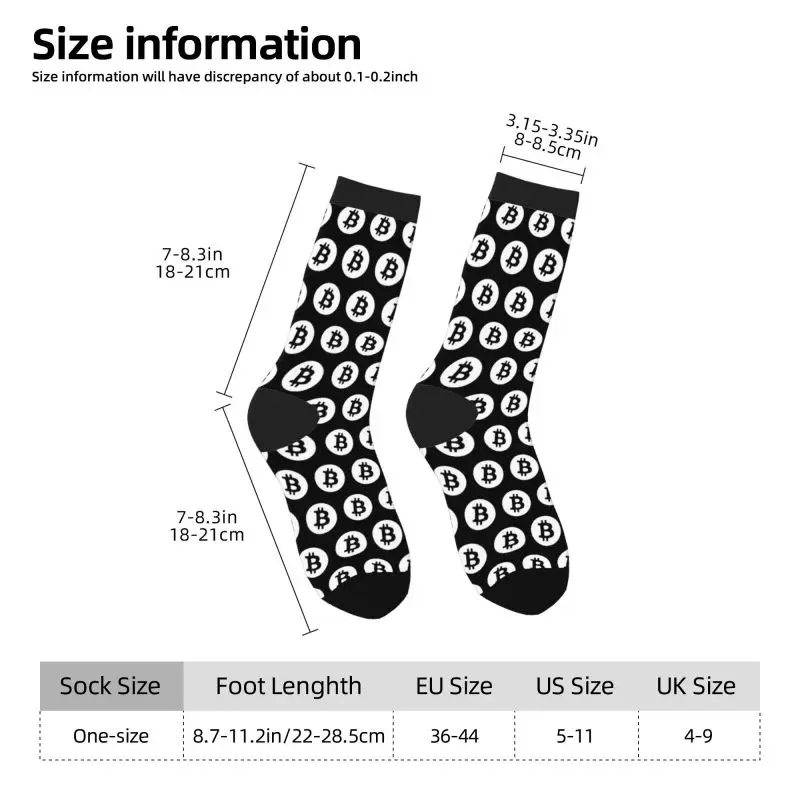 Bitcoin logos Cryptocurrency mens winter Socks for bitcoin lover Polyester blockchain Men's socks crypto currency Gift for Men