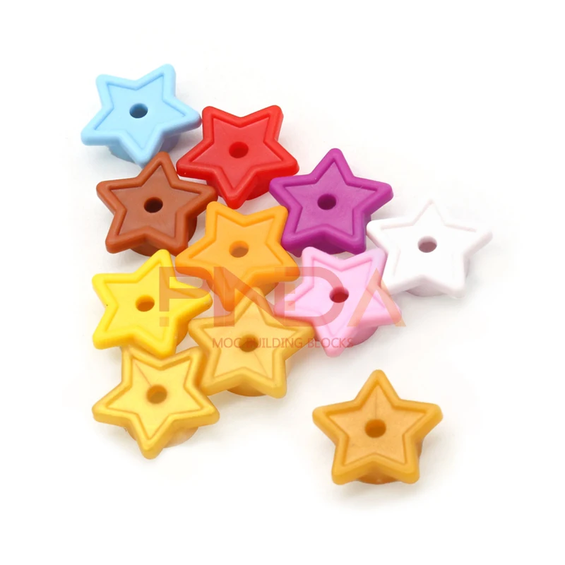 100pcs Moc 11609 Plate Round 1x1 with Star and Small Pin Hole DIY Building Blocks Bricks Compatible 28619 Assmble Particle