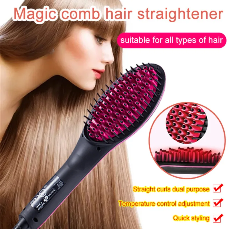 Professional Comb Hair Straightener Styling Brush Irons Straightening Hair brush Electric Curler Styling Combs EU US Plug