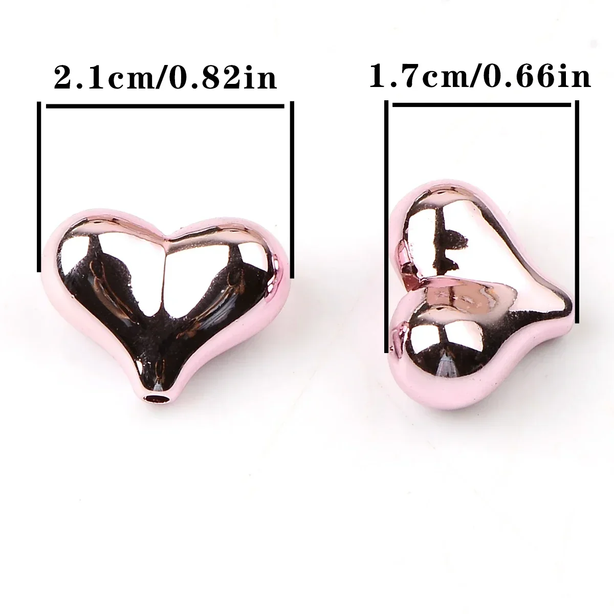 10pcs Pink Heart Shape Acrylic Loose Spacer Beads，Acrylic love shaped beads for DIY Bracelet Necklace Jewelry Making Accessories