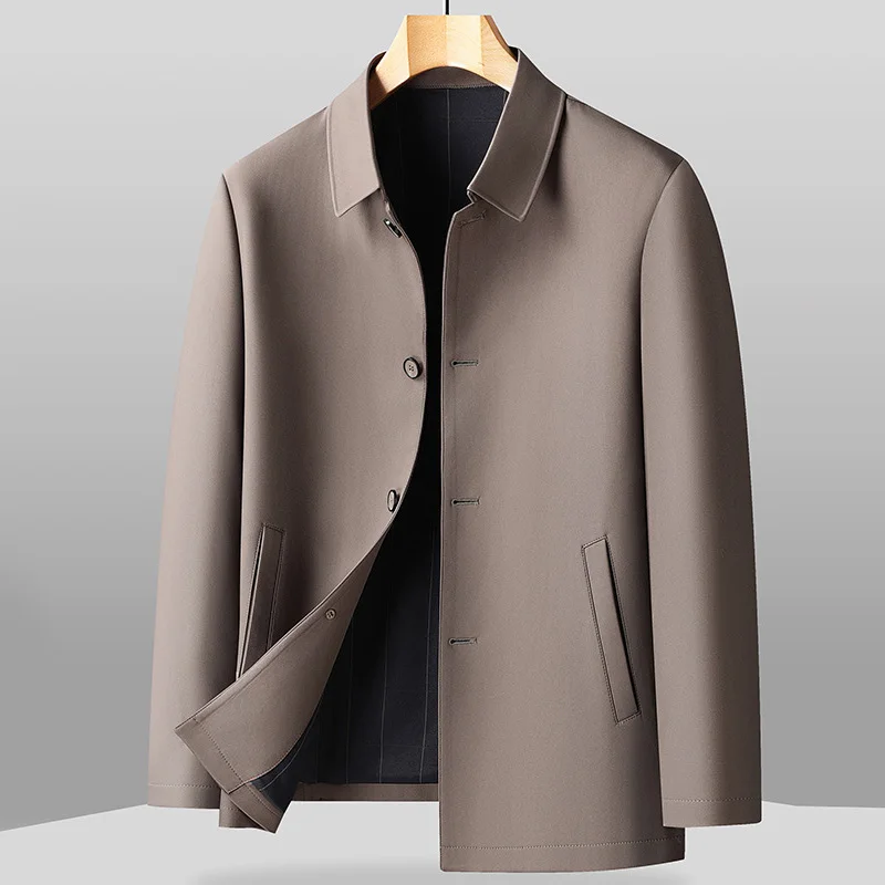 

2026 Spring Autumn Men Jacket Thin Turn Down Collar Male Outerwear Single-breasted Long Sleeve Business Versatile Man Coat