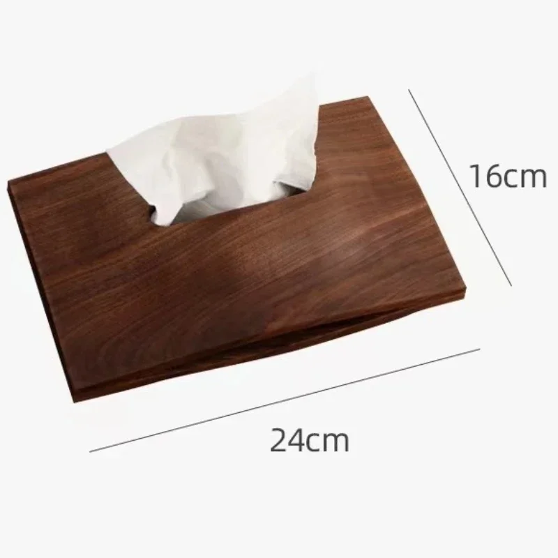 Solid Wood Desktop Tissue Box Living Room Household Black Walnut Paper Box