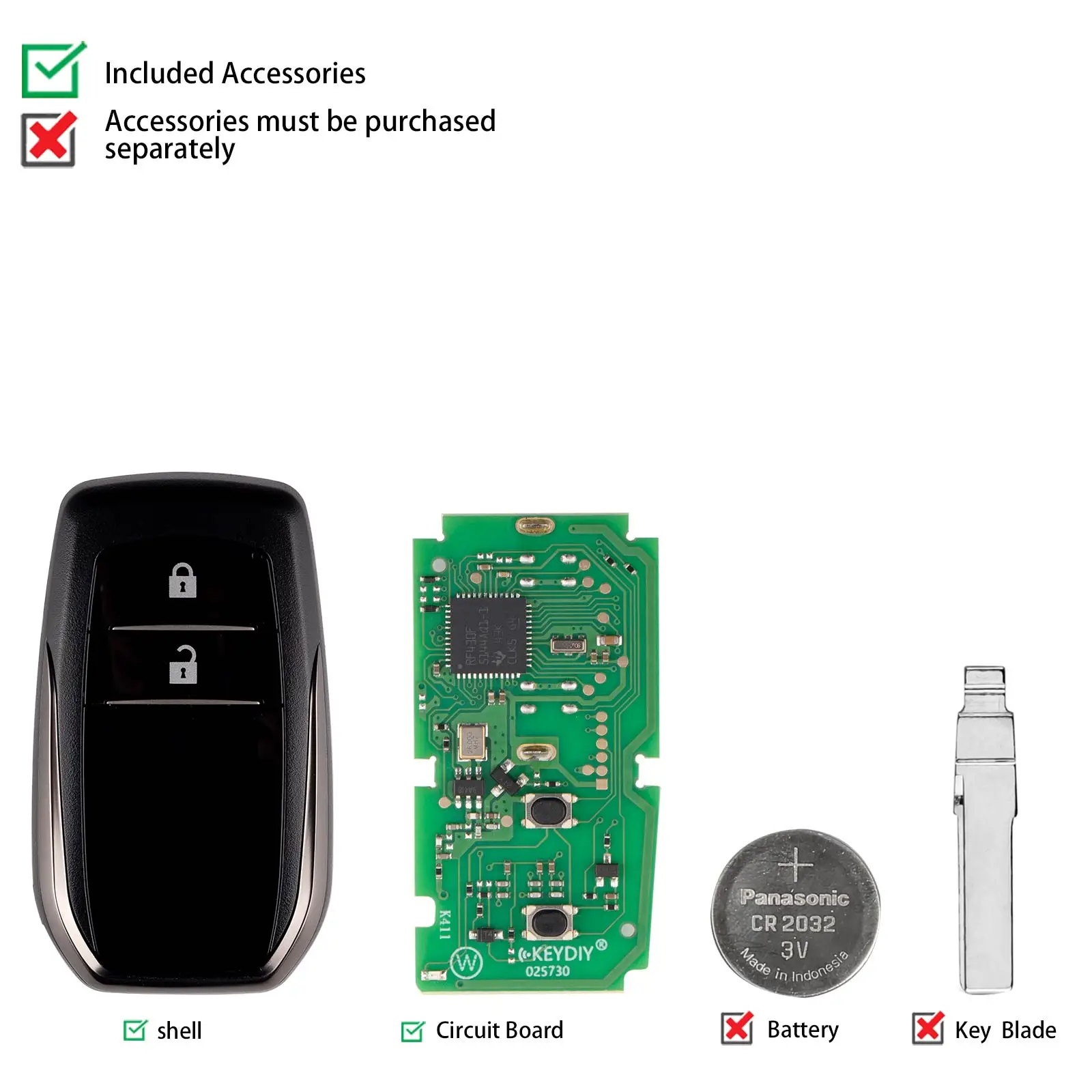 KEYDIYKEYDIY KD TB01-2 Universal Smart Remote Key 2 Buttons Compatible with Toyota Type