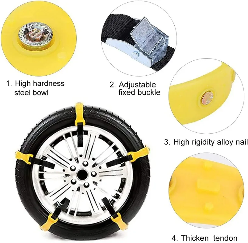 10PCS Motorcycle Snow Chains Car Winter Wheel Chain Off Road Anti-skid Tire Chain Winter None Slip Snow Band Chains for Snow