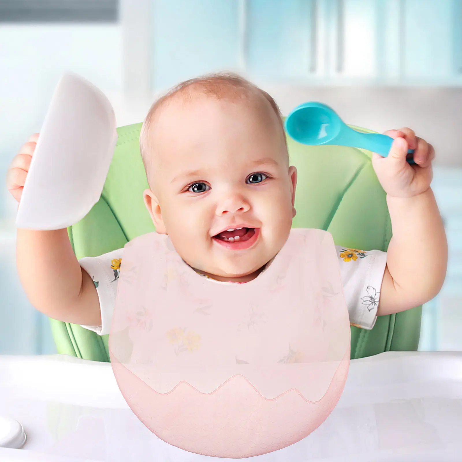 

Silicone Baby Bib Adjustable Newborn Drooling Bib for Eating Toddler Feeding Bibs Food Grade Waterproof Pockets Light Foldable